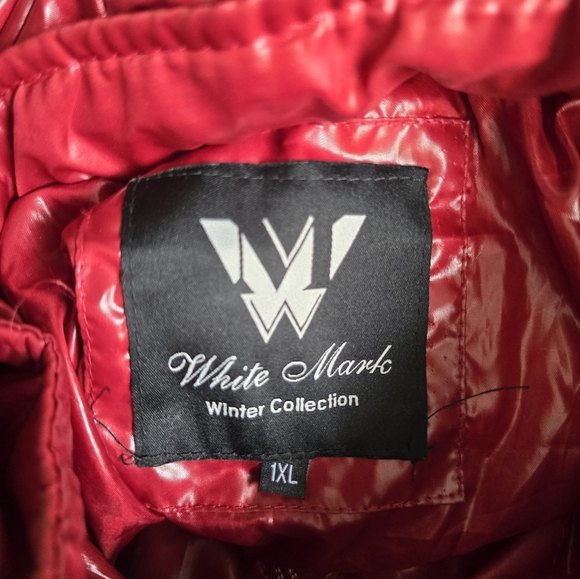 White Mark Quilted Red Puffer Jacket With Removeable Hood 1XL - Picture 5 of 5